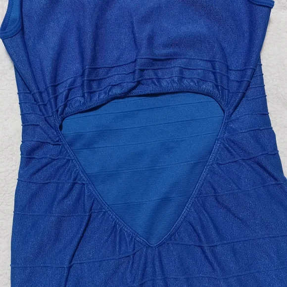 4 for $10 Bebe Royal Blue Sleeveless Stretchy Cutout Bodycon Bandage Dress M/L - Picture 7 of 10